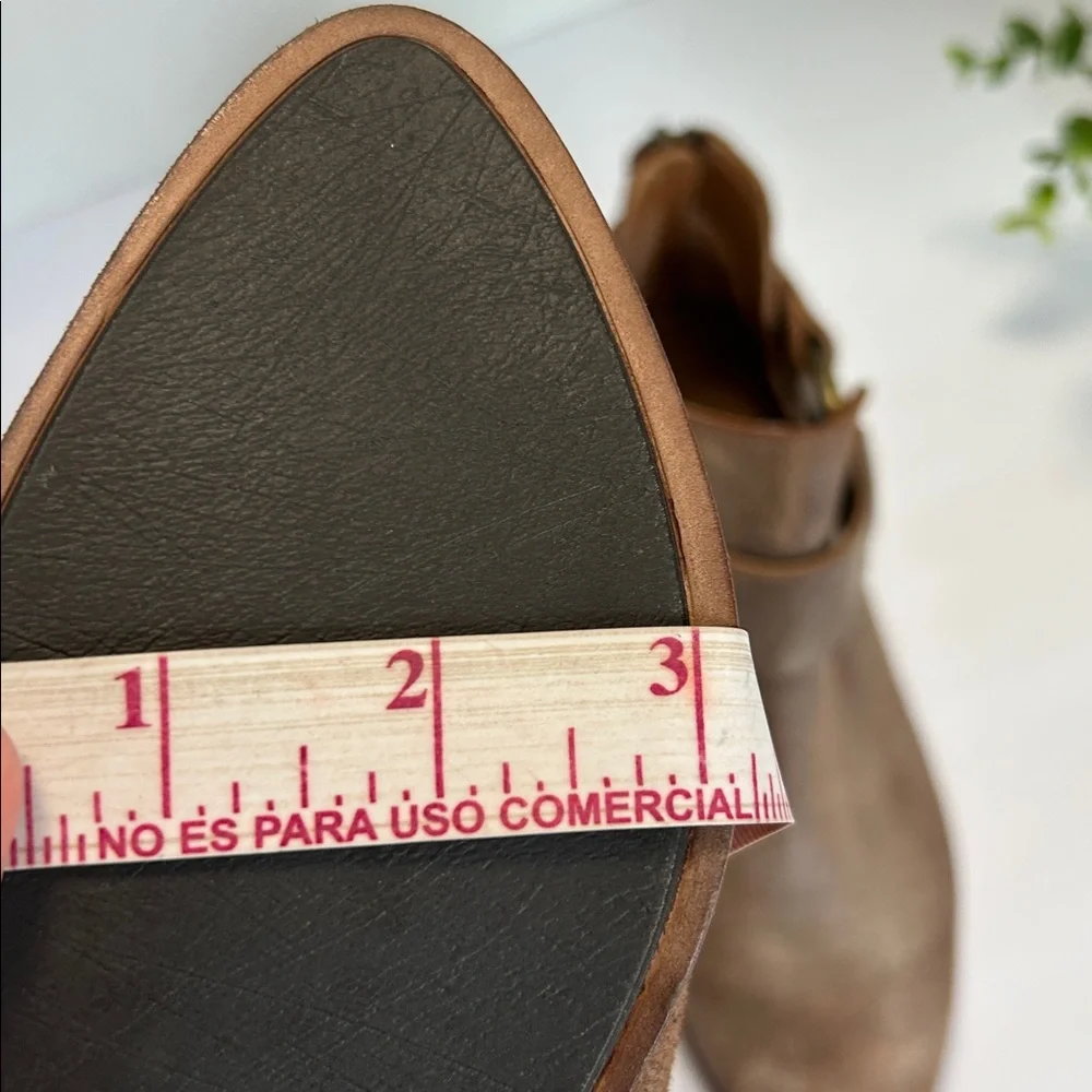 Frye Ray Harness Back Zip Womens Brown Leather Slip On Booties B Ruze Shoes